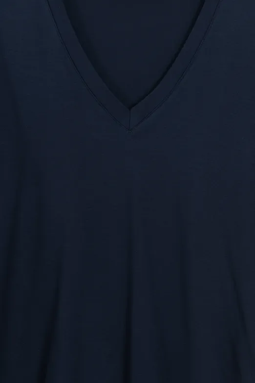 Bayan Lacivert V Yaka Basic Tshirt - BSL