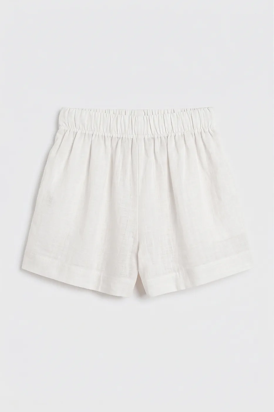 Bayan Ekru Tencel Oversıze Mini Şort