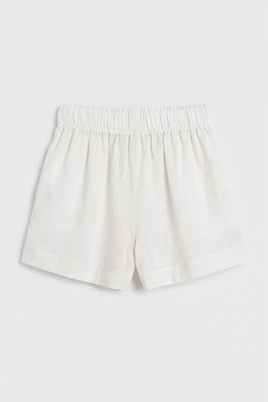 Bayan Ekru Tencel Oversıze Mini Şort - BSL