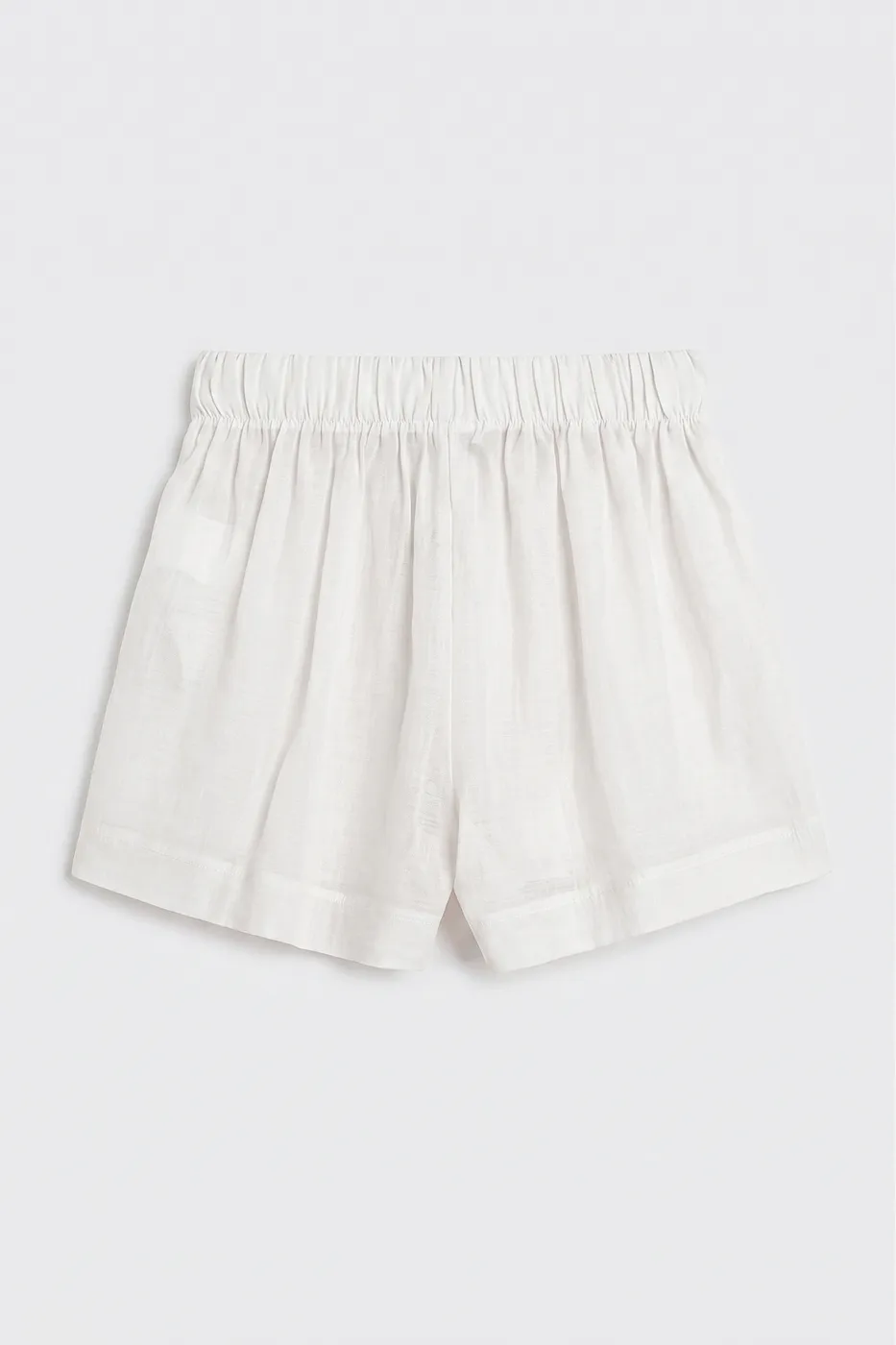 Bayan Ekru Tencel Oversıze Mini Şort