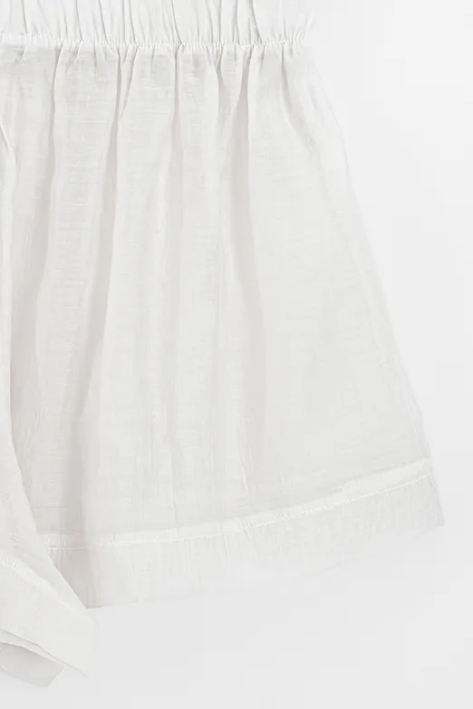 Bayan Ekru Tencel Oversıze Mini Şort - BSL