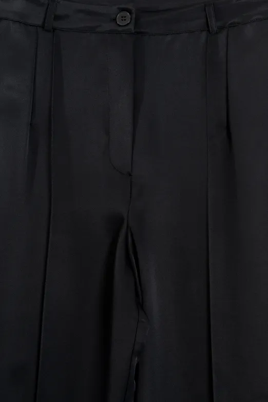 Bayan Siyah Saten Pantolon - BSL