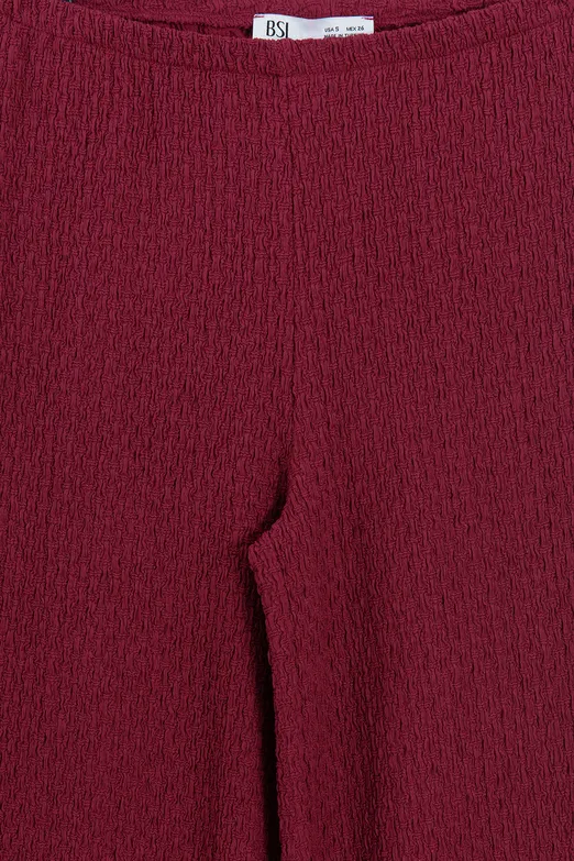 Bayan Bordo Dokulu Bol Pantolon - BSL