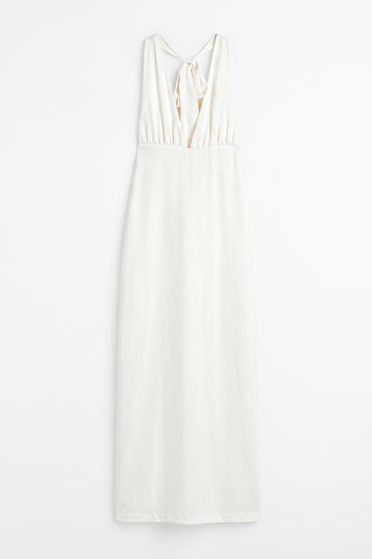 Saten Halter Yakalı Maksi Elbise