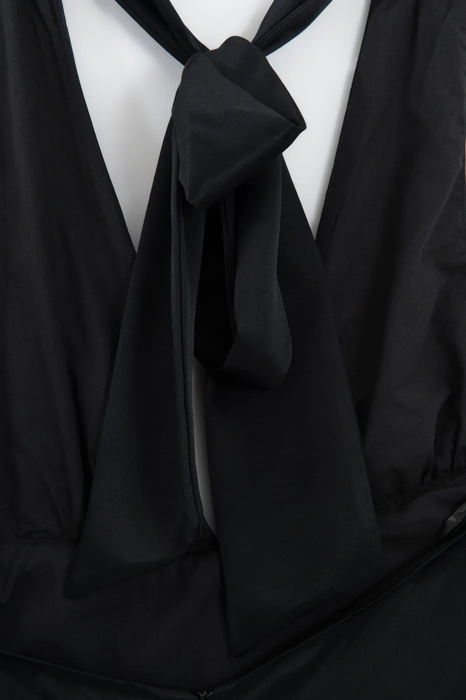 Bayan Siyah Saten Halter Yakalı Maksi Elbise