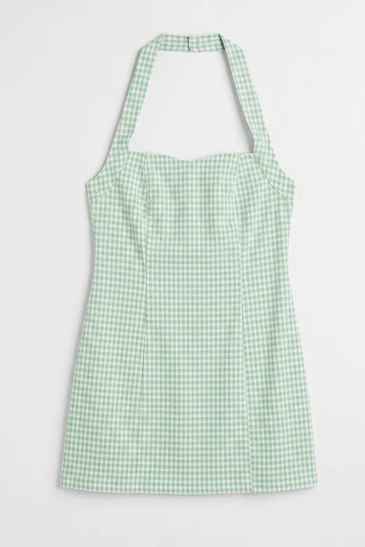 Bayan Yeşil Halter Mini Elbise - BSL