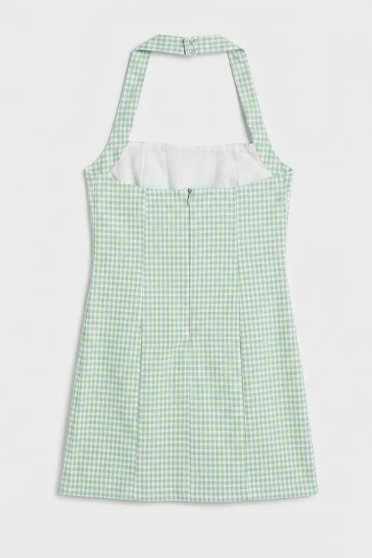 Bayan Yeşil Halter Mini Elbise - BSL