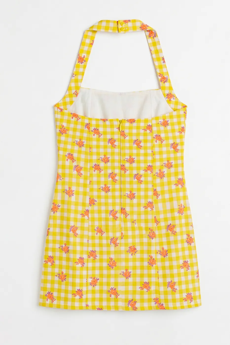 Bayan Sarı Halter Mini Elbise