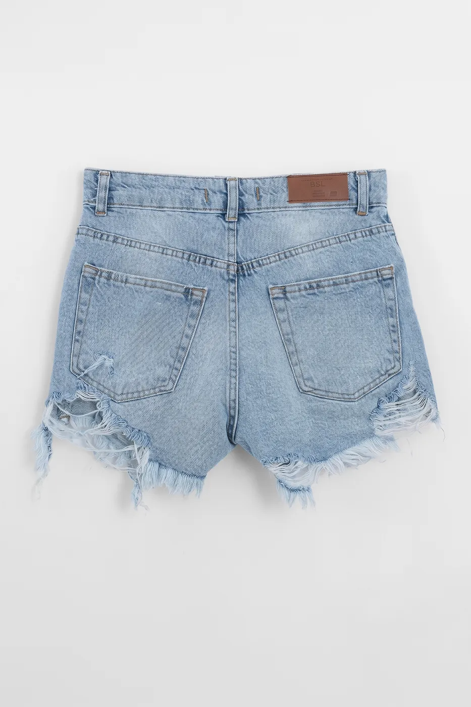 Bayan Mavi Yıpratmalı Mini Denim Şort