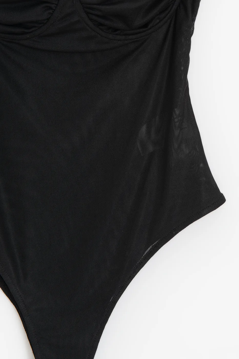 Bayan Siyah Askılı Tül Bodysuit
