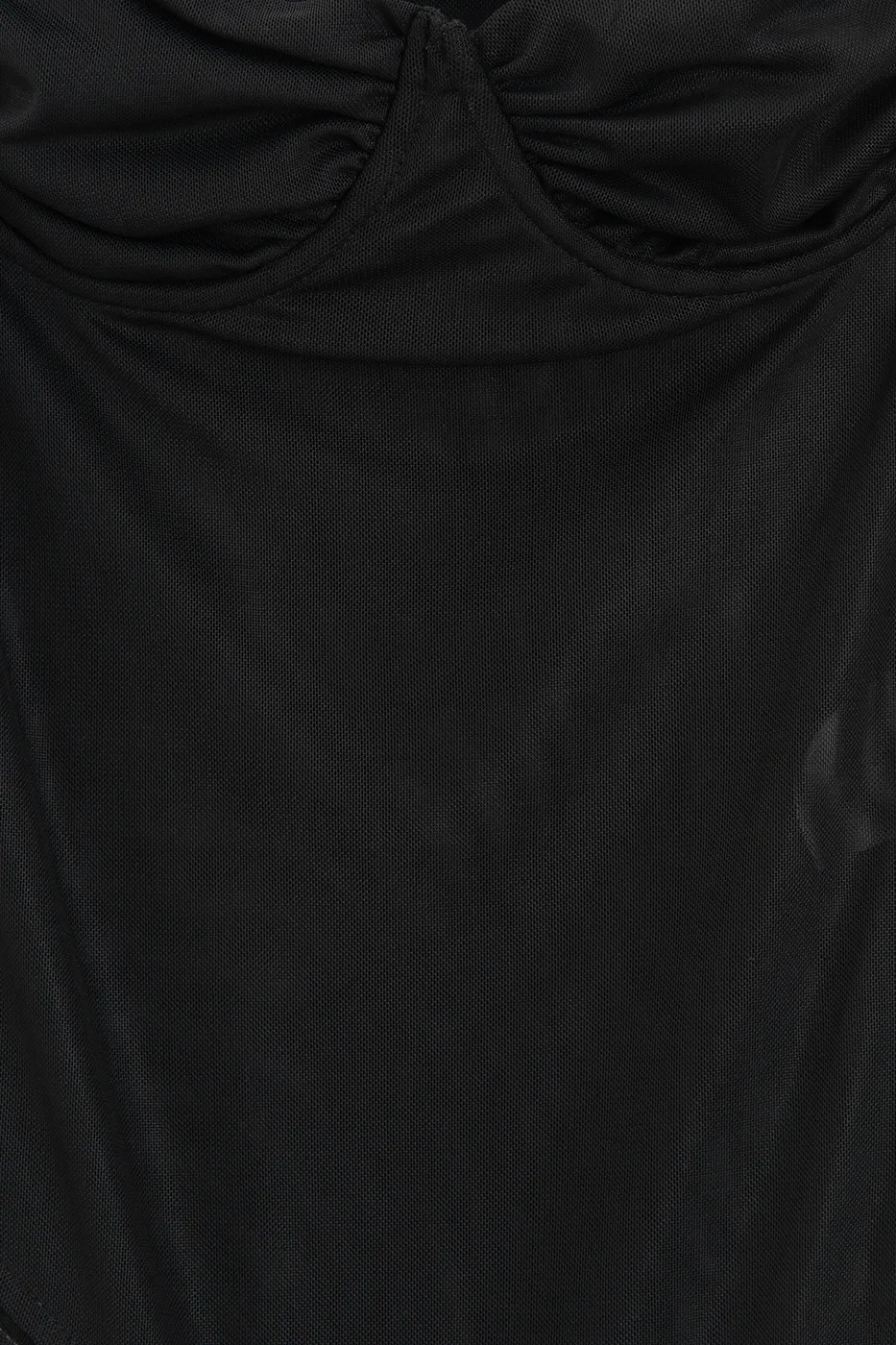 Bayan Siyah Askılı Tül Bodysuit