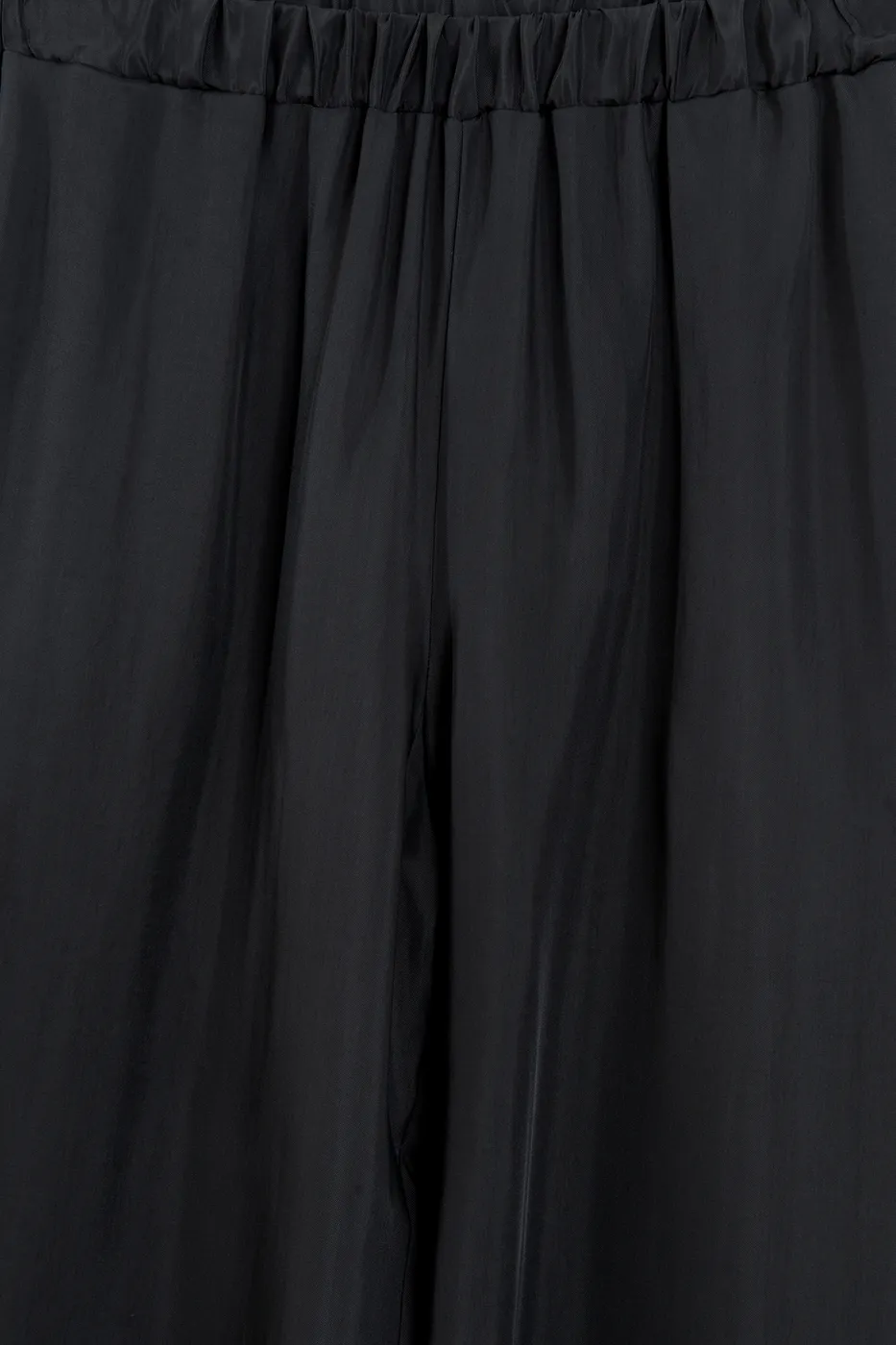 Bayan Siyah Saten Bol Pantolon