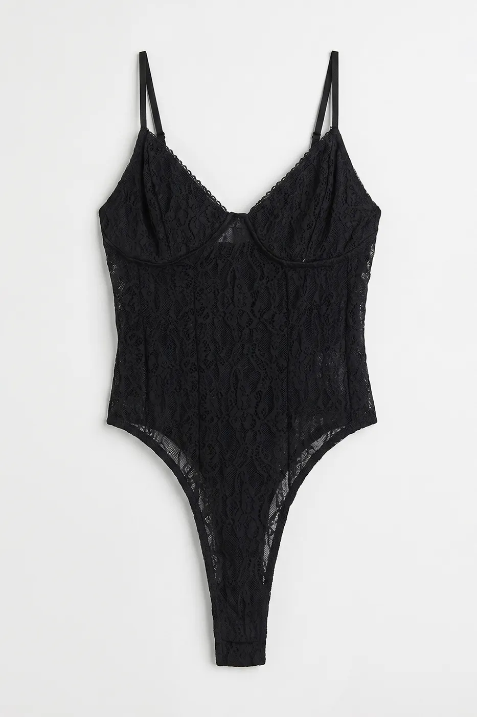 Bayan Siyah Aslılı Tül Bodysuit