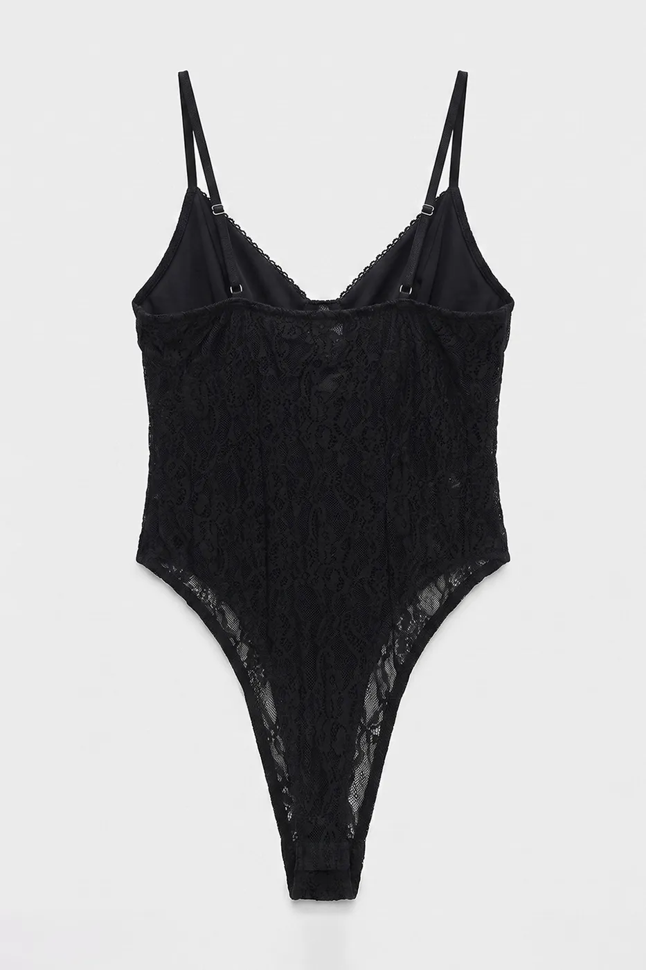 Bayan Siyah Aslılı Tül Bodysuit