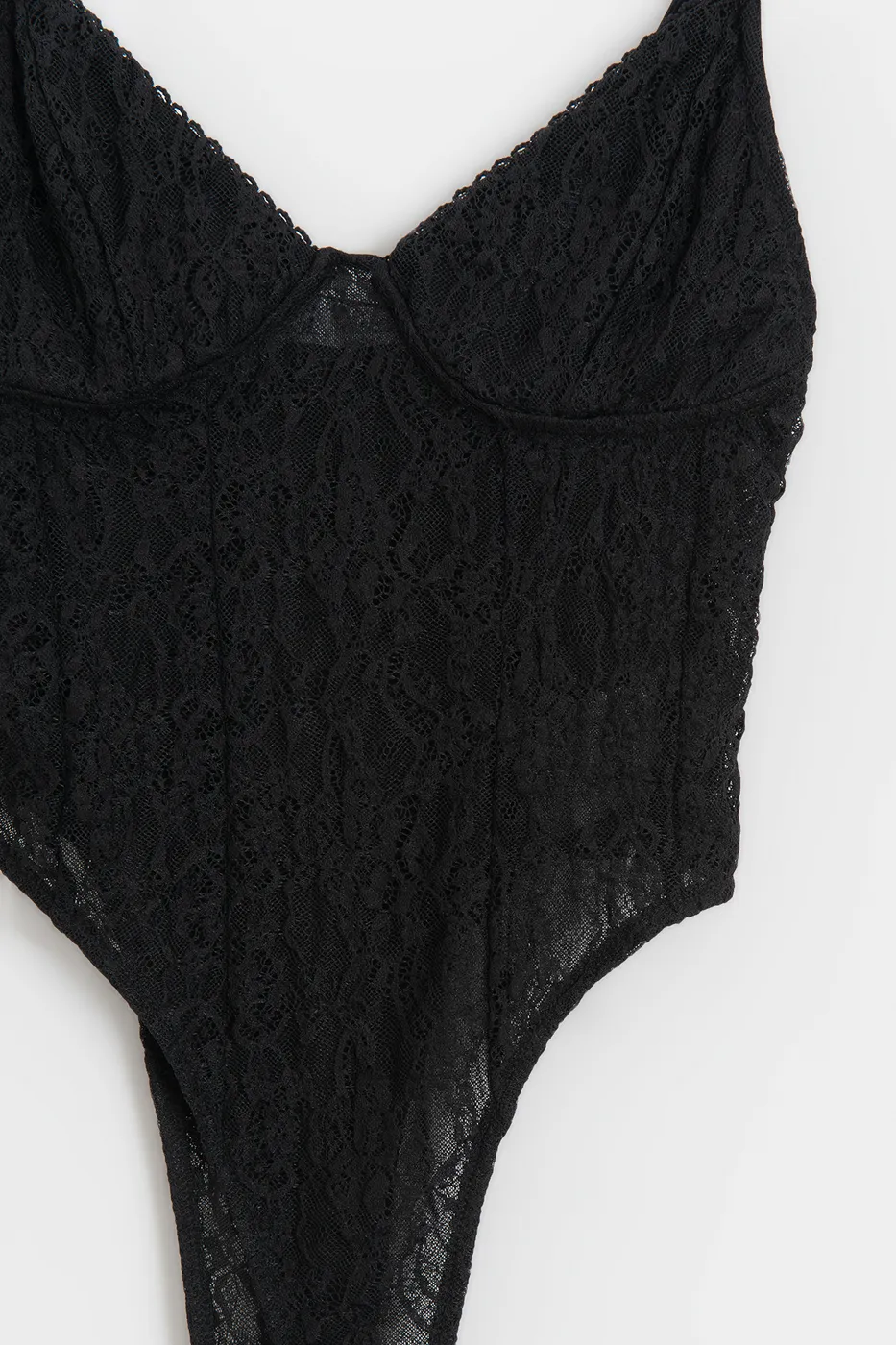 Bayan Siyah Aslılı Tül Bodysuit