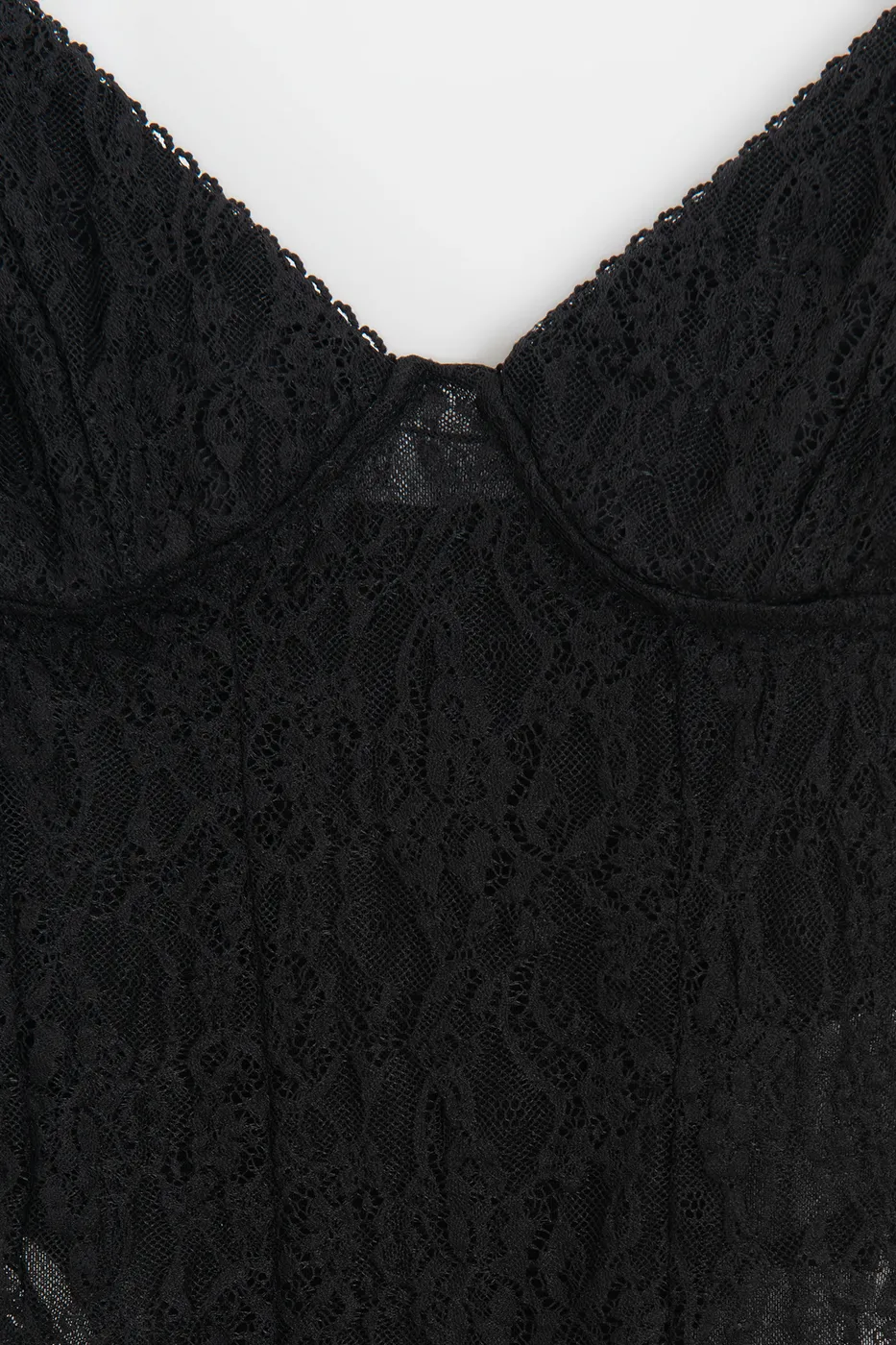 Bayan Siyah Aslılı Tül Bodysuit