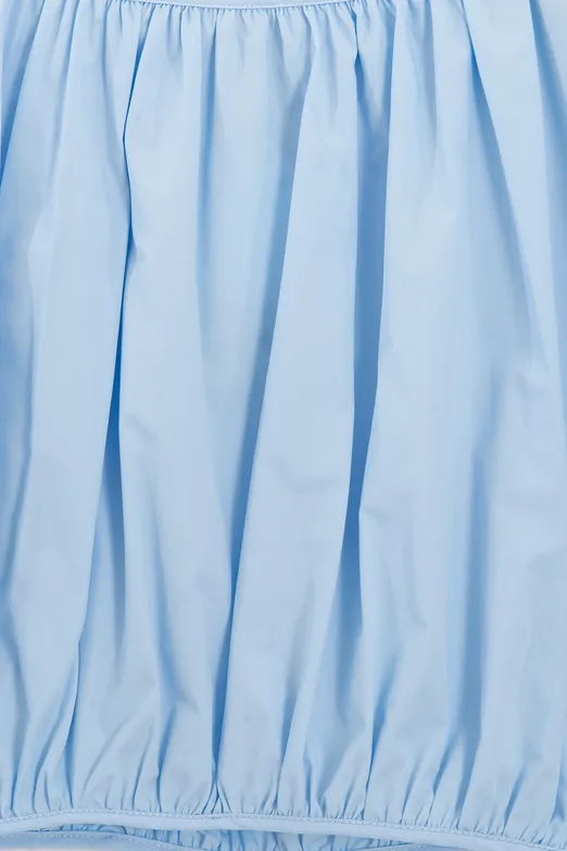 Bayan Mavi Büzgülü Crop Balon Bluz - BSL