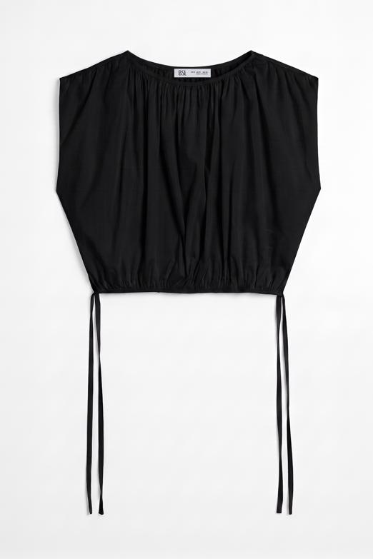 Bayan  Büzgülü Crop Balon Bluz