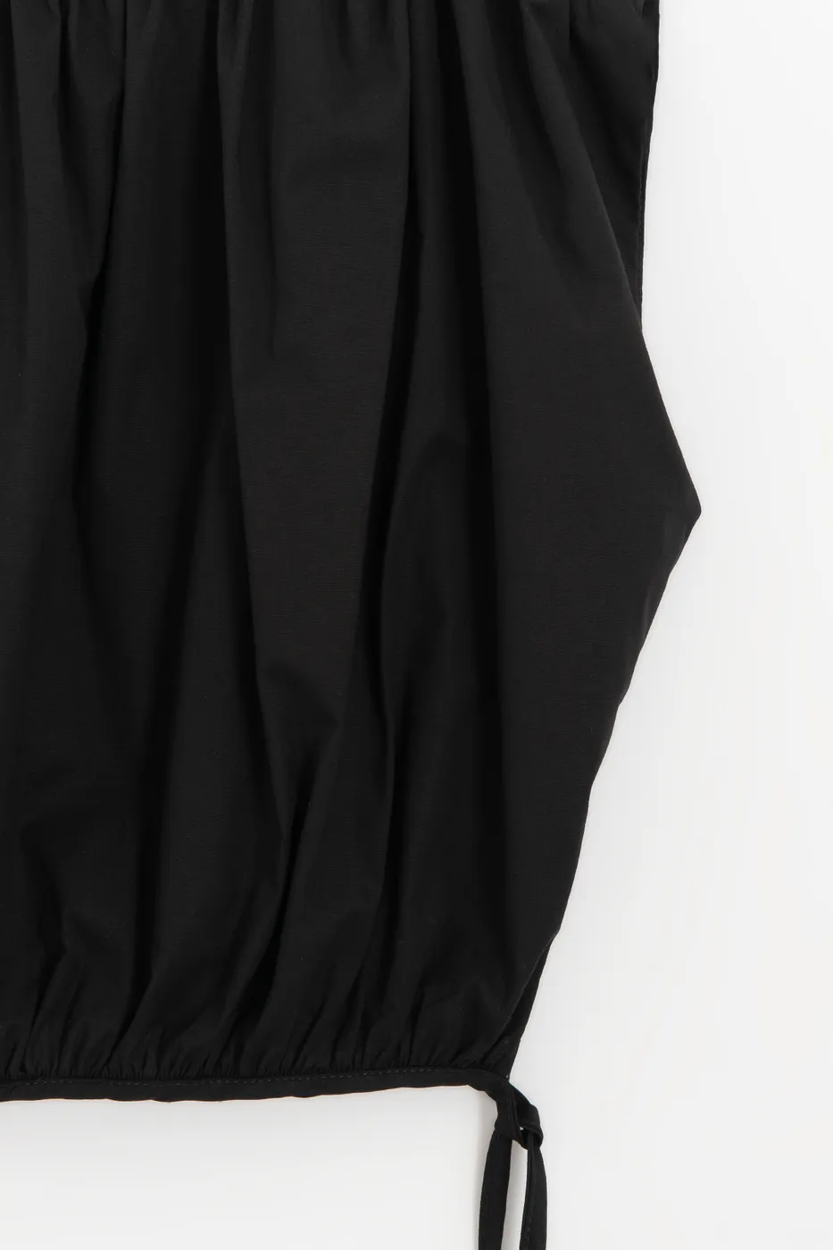 Bayan Siyah Büzgülü Crop Balon Bluz