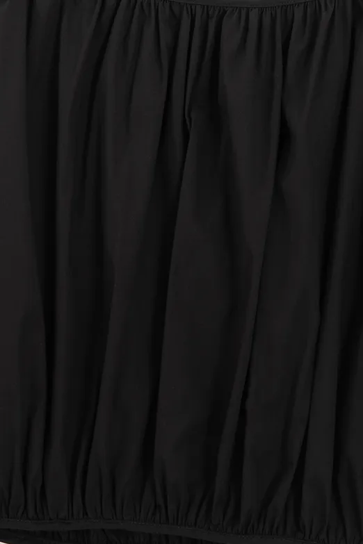 Bayan Siyah Büzgülü Crop Balon Bluz - BSL