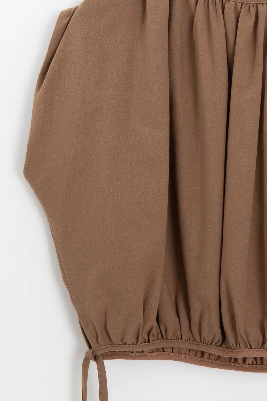 Bayan Tarçın Büzgülü Crop Balon Bluz