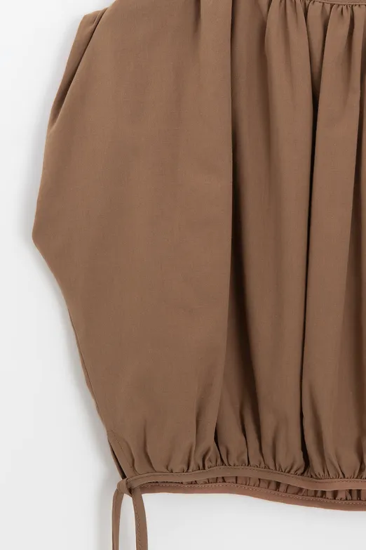 Bayan Tarçın Büzgülü Crop Balon Bluz - BSL