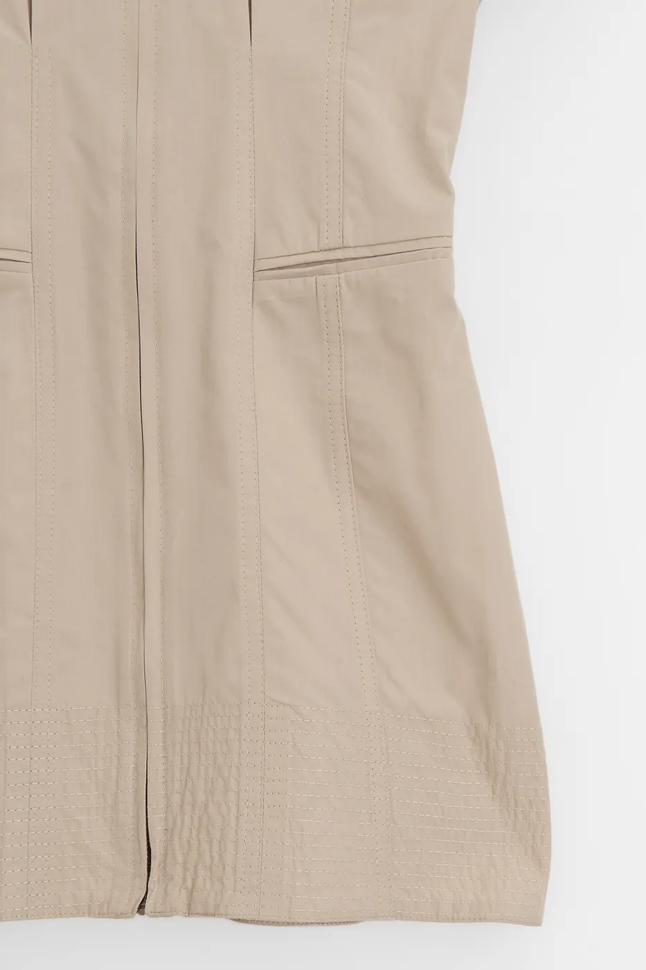 Bayan Bej Fermuar Kapama Cotton Mini Elbise