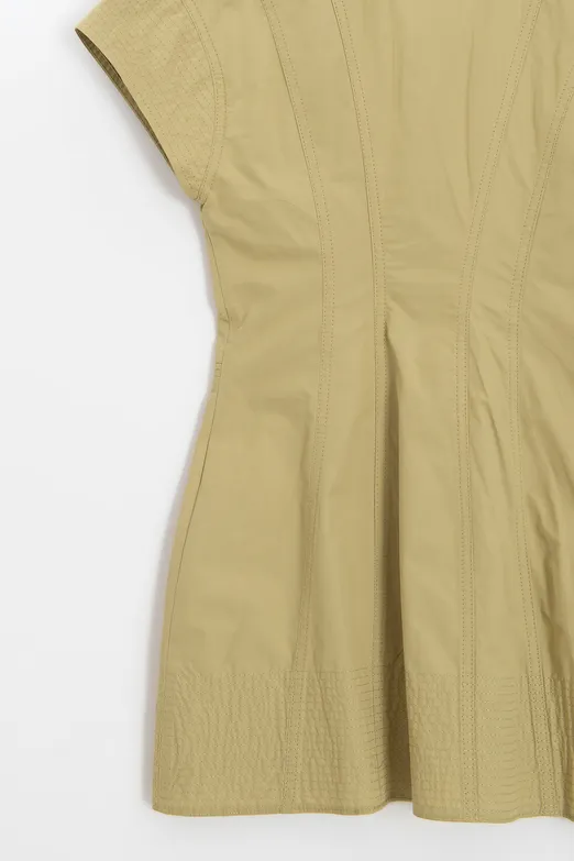 Bayan Yeşil Fermuar Kapama Cotton Mini Elbise - BSL