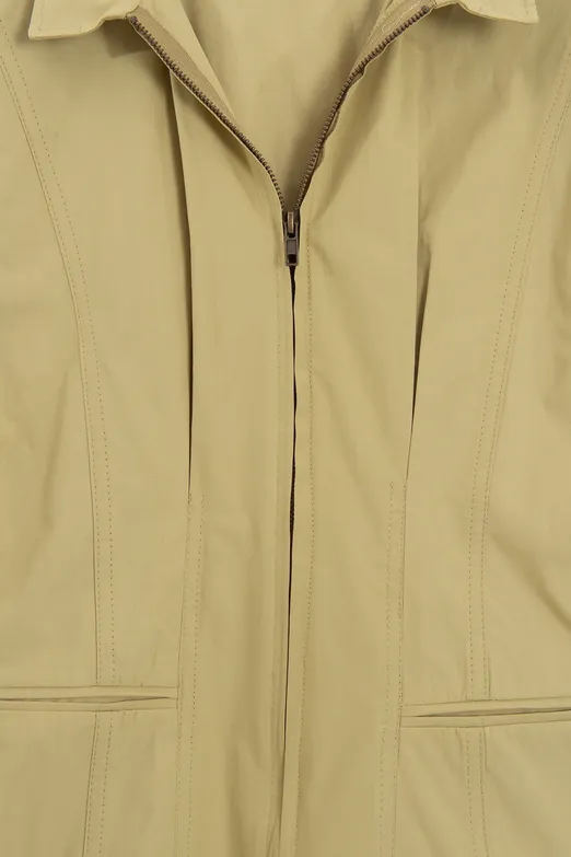 Bayan Yeşil Fermuar Kapama Cotton Mini Elbise - BSL