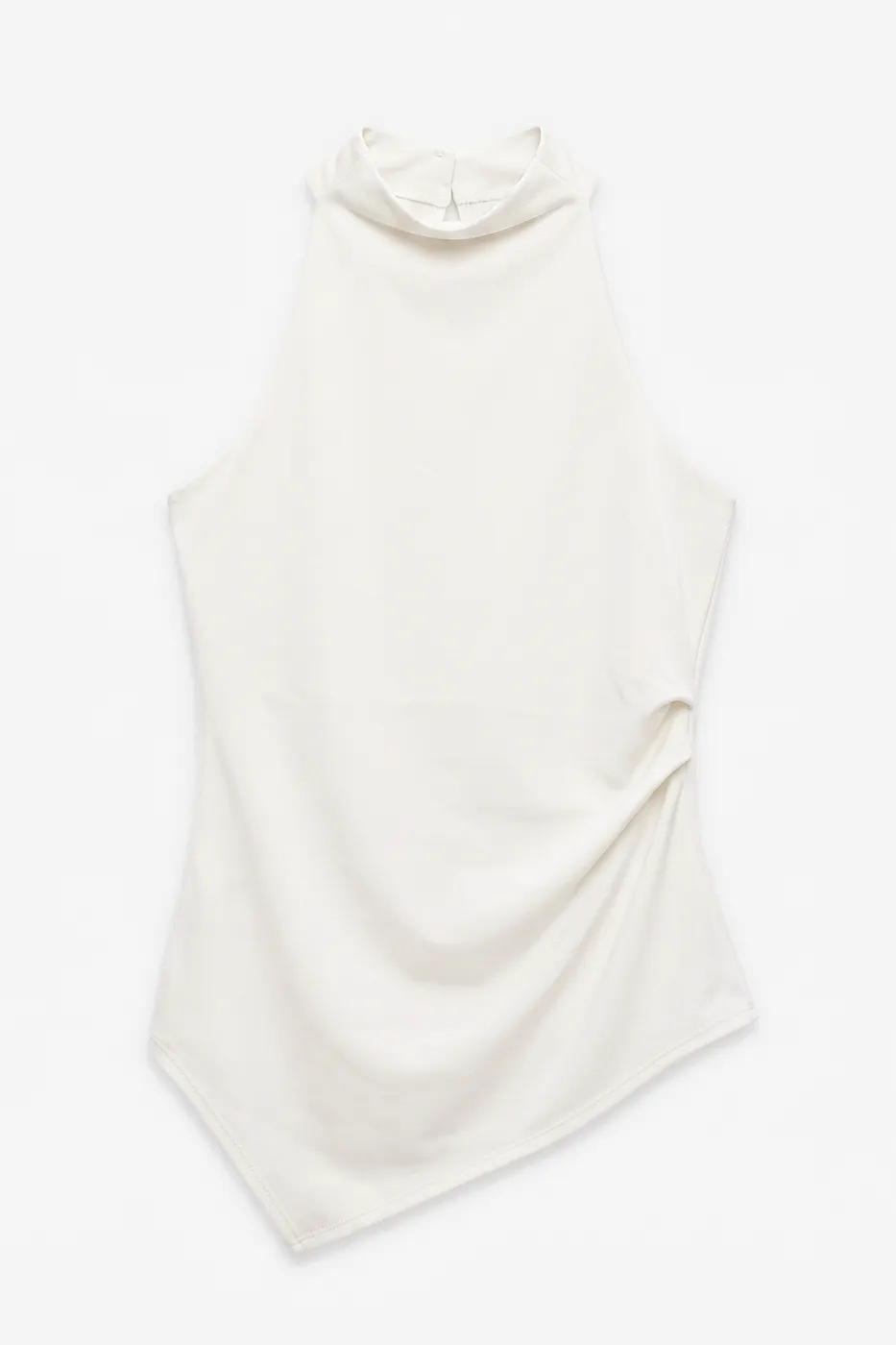 Bayan Ekru Dik Halter Yakalı Bluz