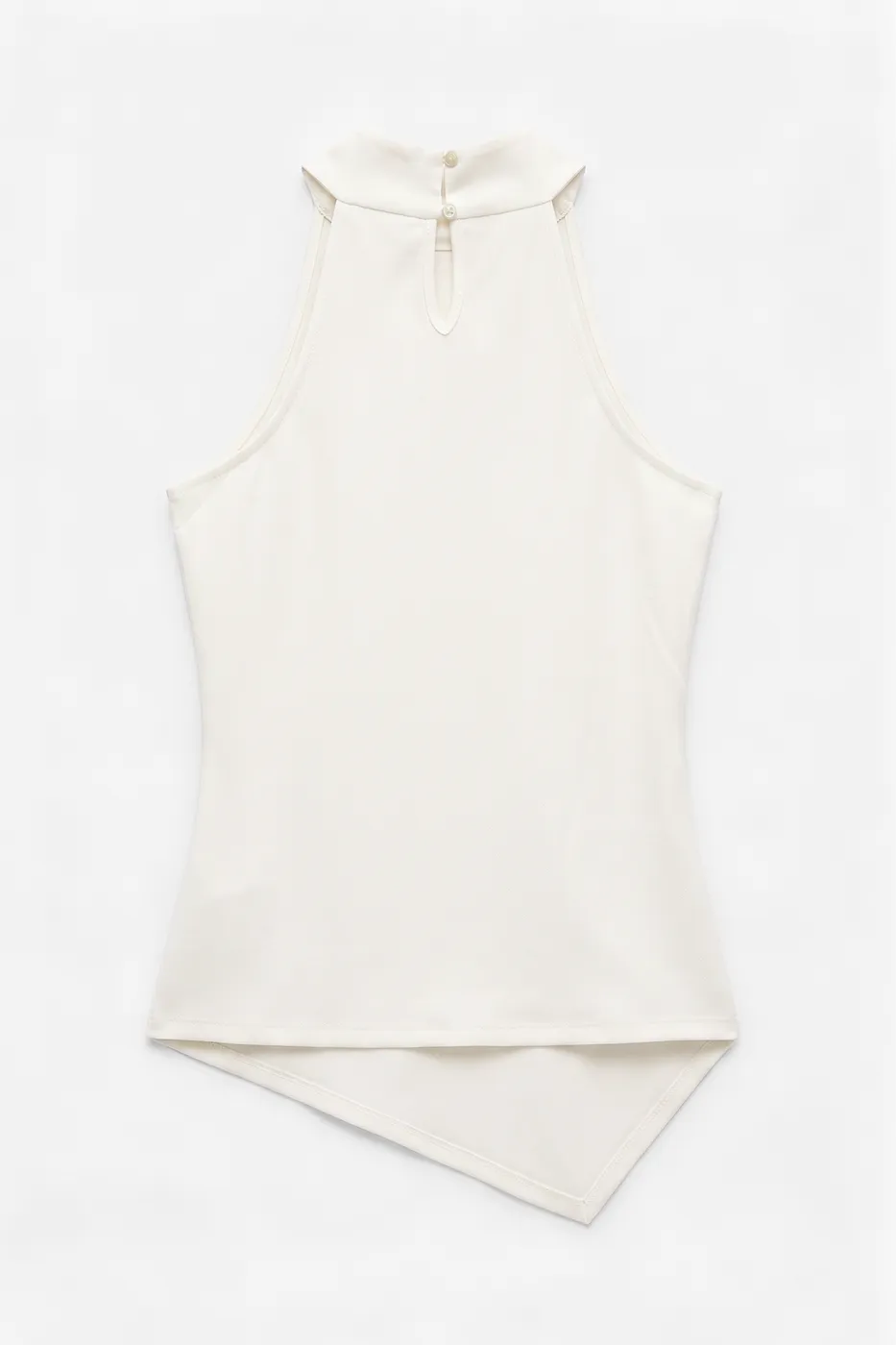 Bayan Ekru Dik Halter Yakalı Bluz