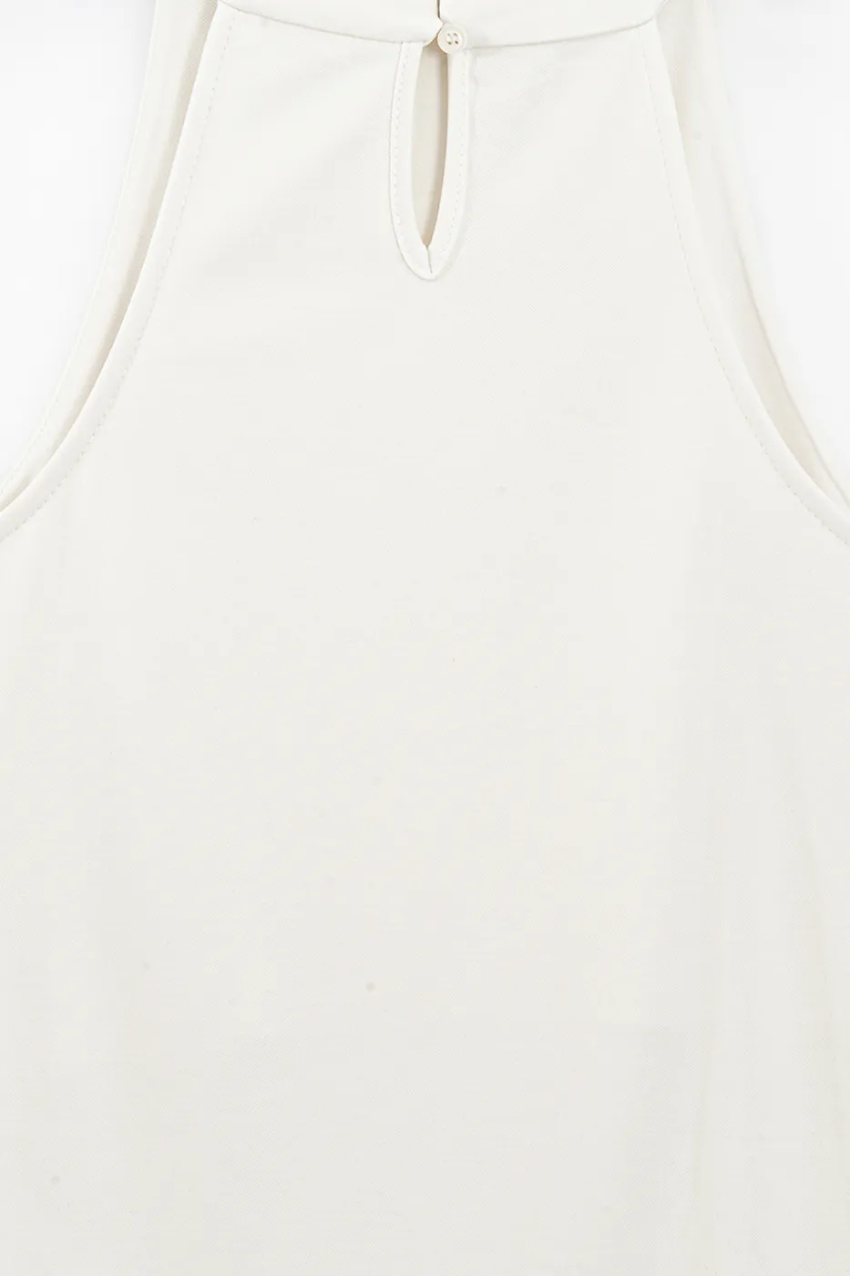 Bayan Ekru Dik Halter Yakalı Bluz