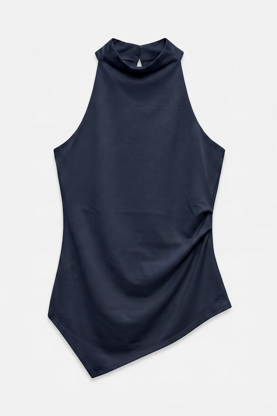 Bayan Lacivert Dik Halter Yakalı Bluz
