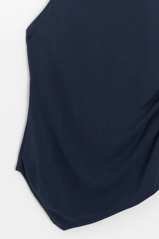 Bayan Lacivert Dik Halter Yakalı Bluz - BSL