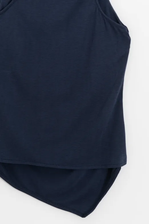 Bayan Lacivert Dik Halter Yakalı Bluz - BSL