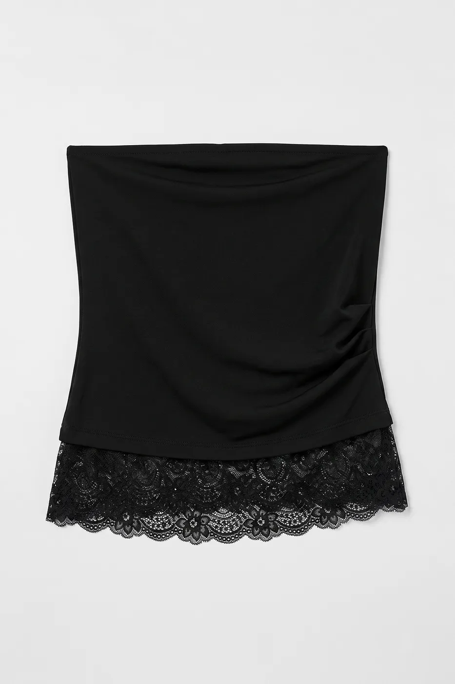 Bayan Siyah Straplez Dantelli Top