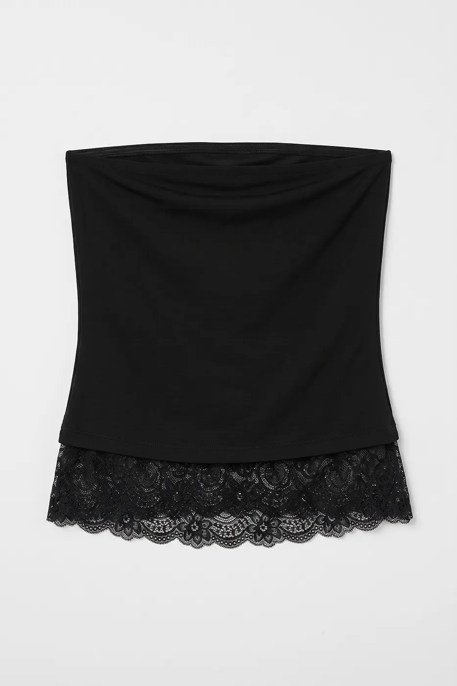 Bayan Siyah Straplez Dantelli Top