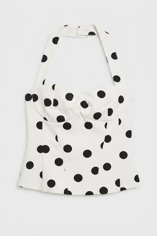 Halter Yaka Puantiyeli Top