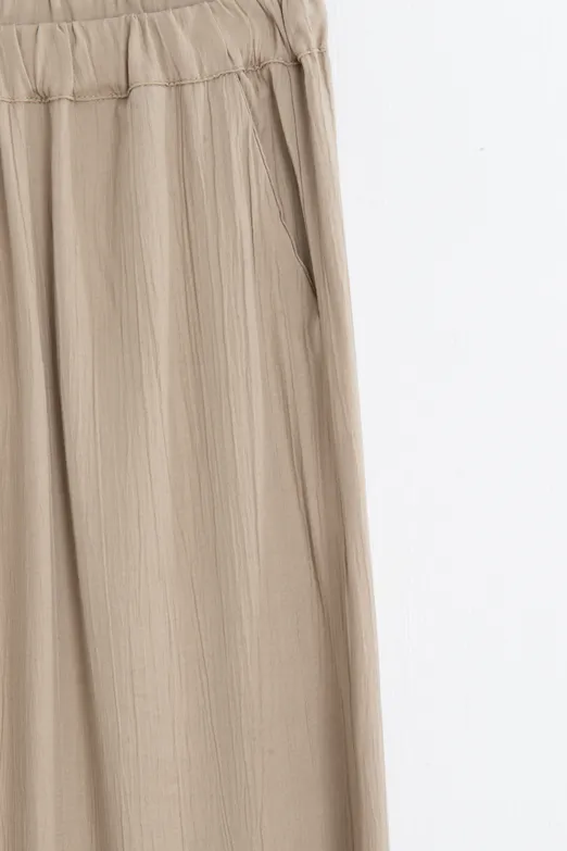 Bayan Bej Bol Paçalı Oversıze Pantolon - BSL