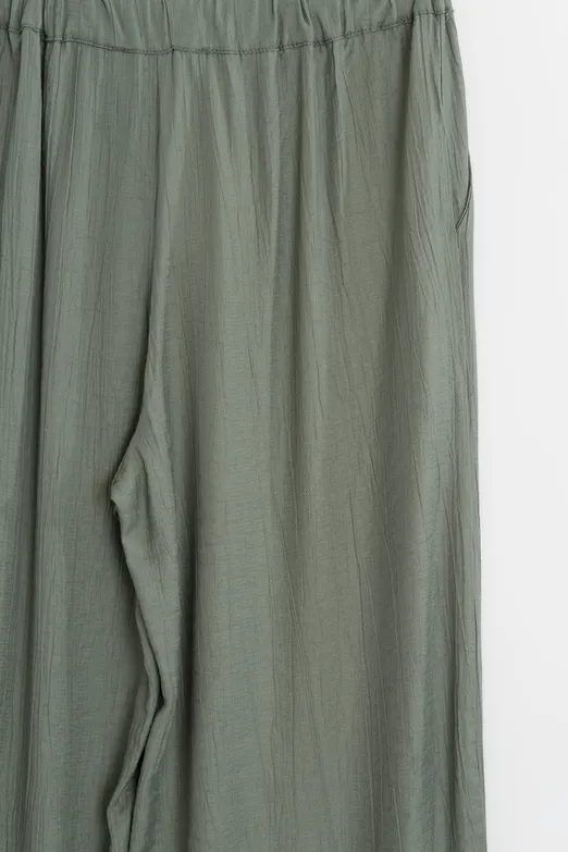Bayan Yeşil Bol Paçalı Oversıze Pantolon - BSL