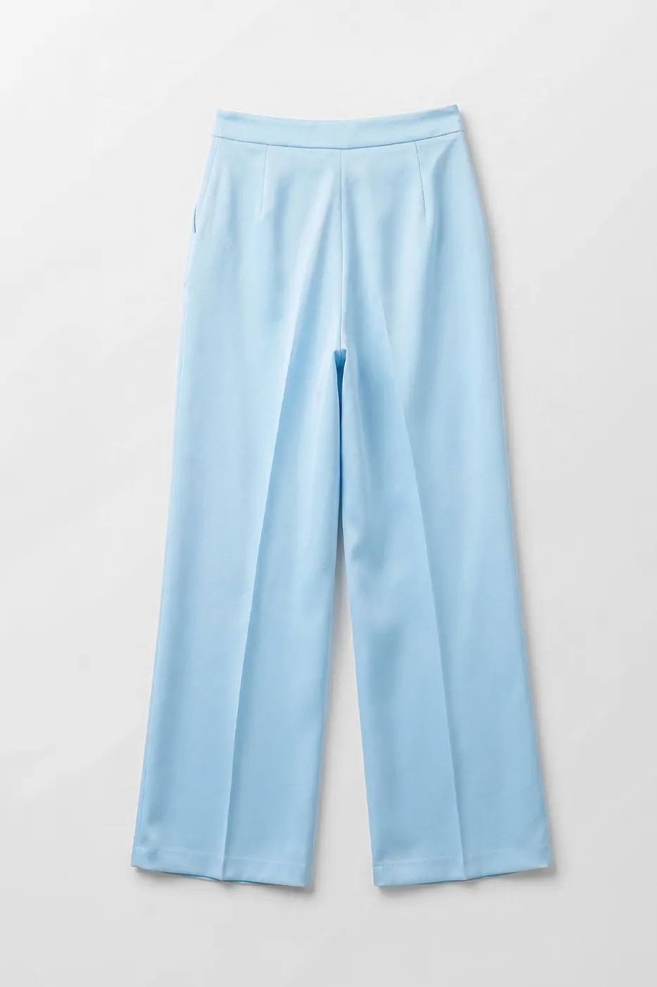 Bayan Mavi Cepli Plie Detaylı Plazzo Pantolon