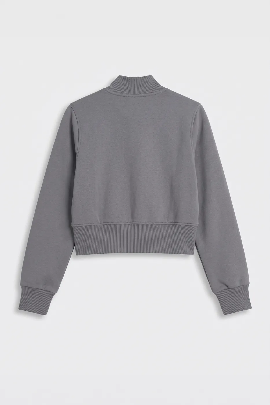 Bayan Gri Fermuarlı Süs Düğmeli Sweatshirt