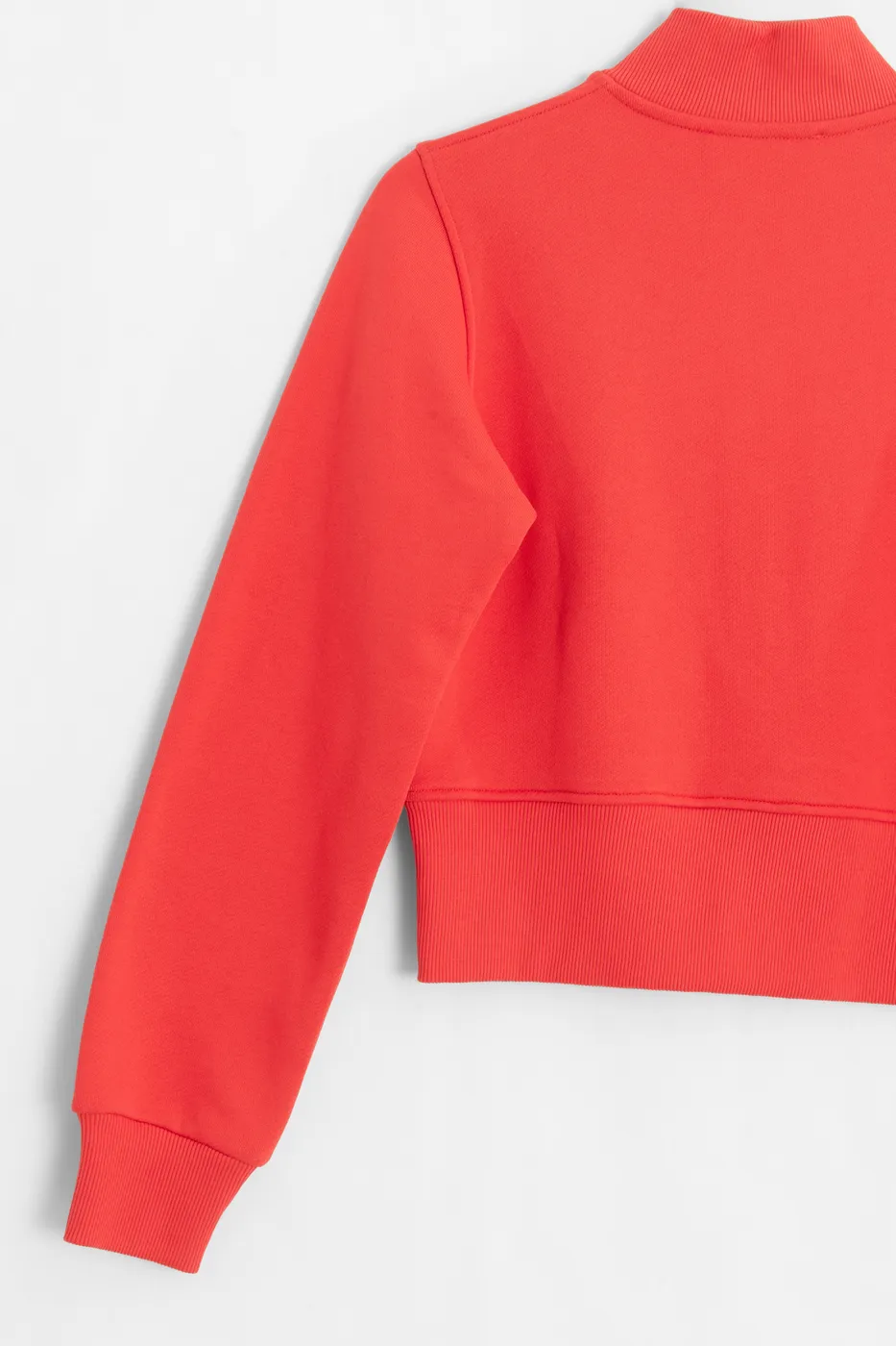 Bayan Kırmızı Fermuarlı Süs Düğmeli Sweatshirt