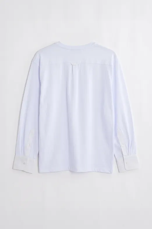 Bayan Beyaz Gömlek Kollu Oversize Tshirt - BSL