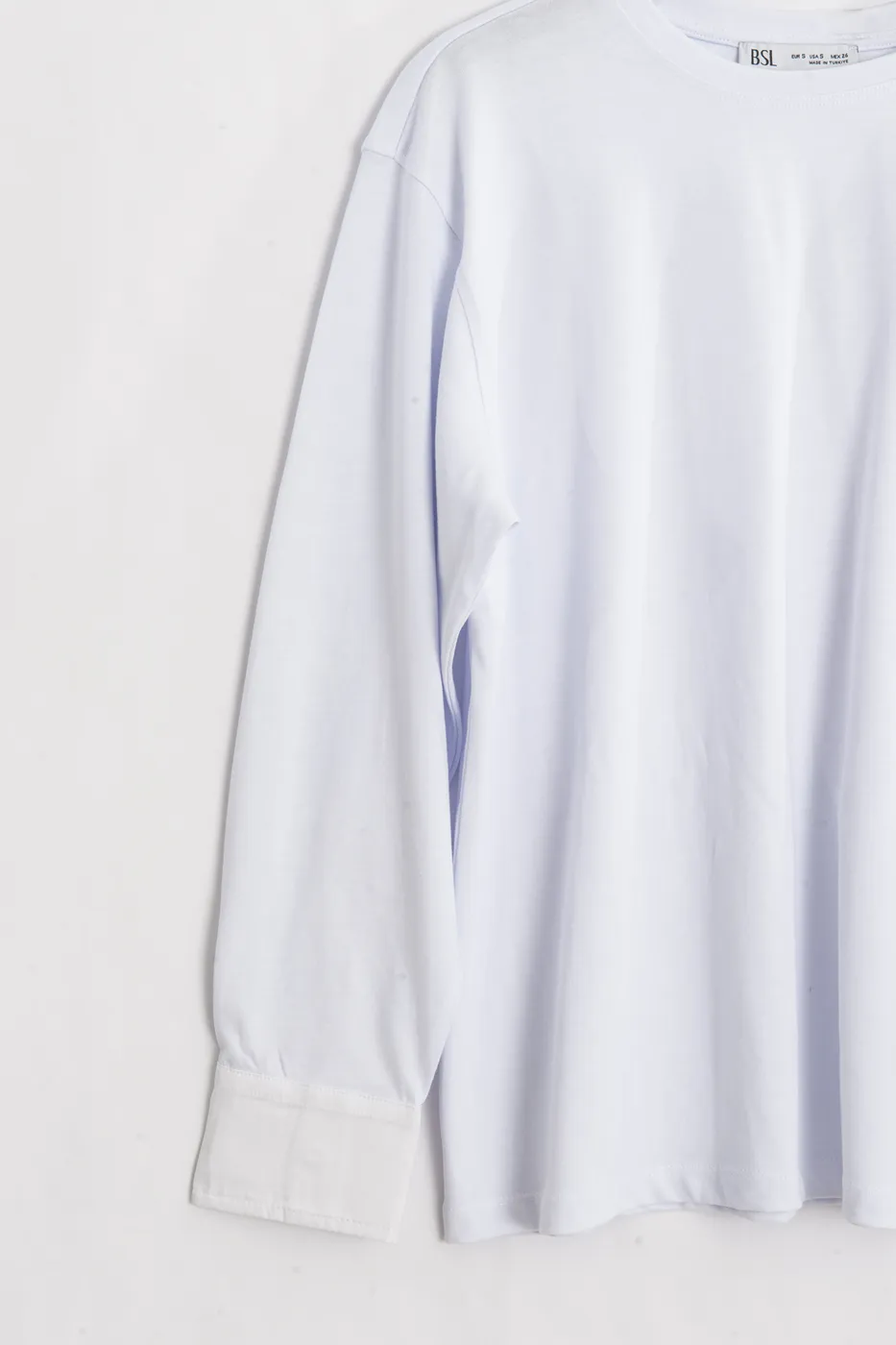 Bayan Beyaz Gömlek Kollu Oversize Tshirt