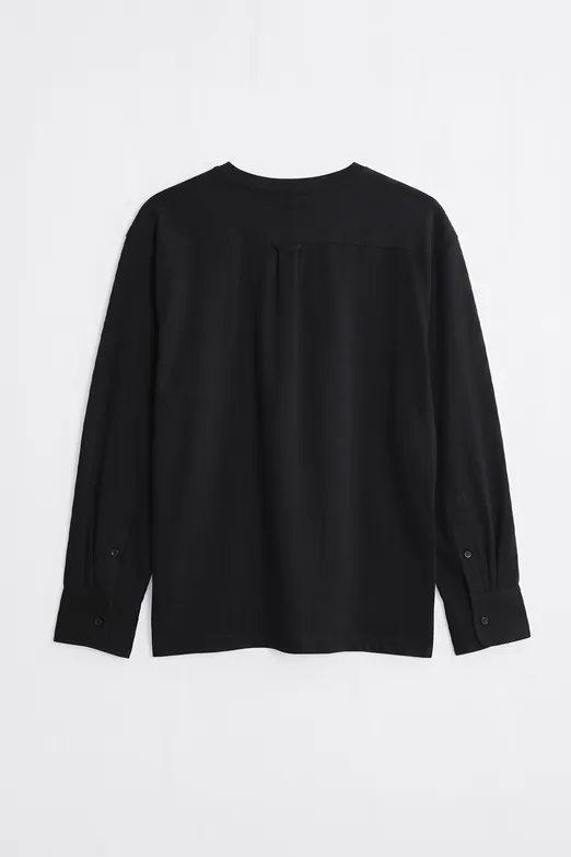 Bayan Siyah Gömlek Kollu Oversize Tshirt - BSL