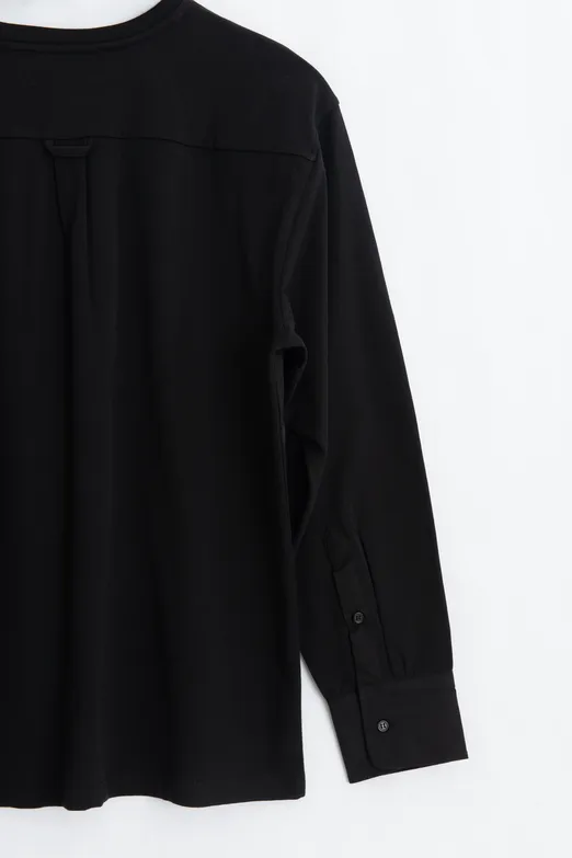 Bayan Siyah Gömlek Kollu Oversize Tshirt - BSL