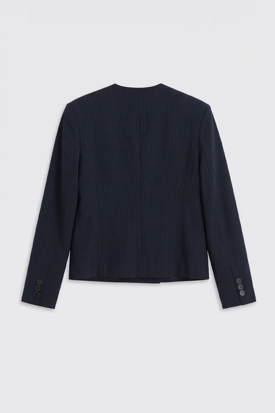 Bayan Lacivert Yakasız Kruvaze Blazer Ceket