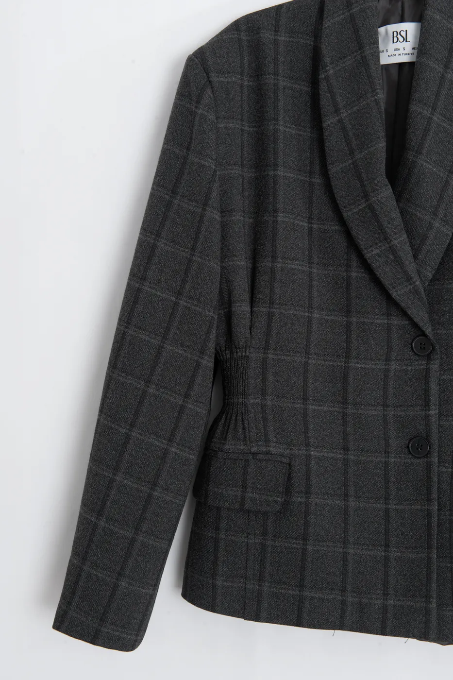 Bayan Antrasit Şal Yakalı Kruvaze Blazer Ceket
