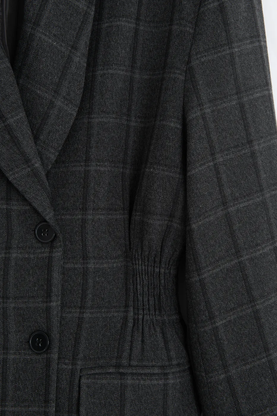 Bayan Antrasit Şal Yakalı Kruvaze Blazer Ceket